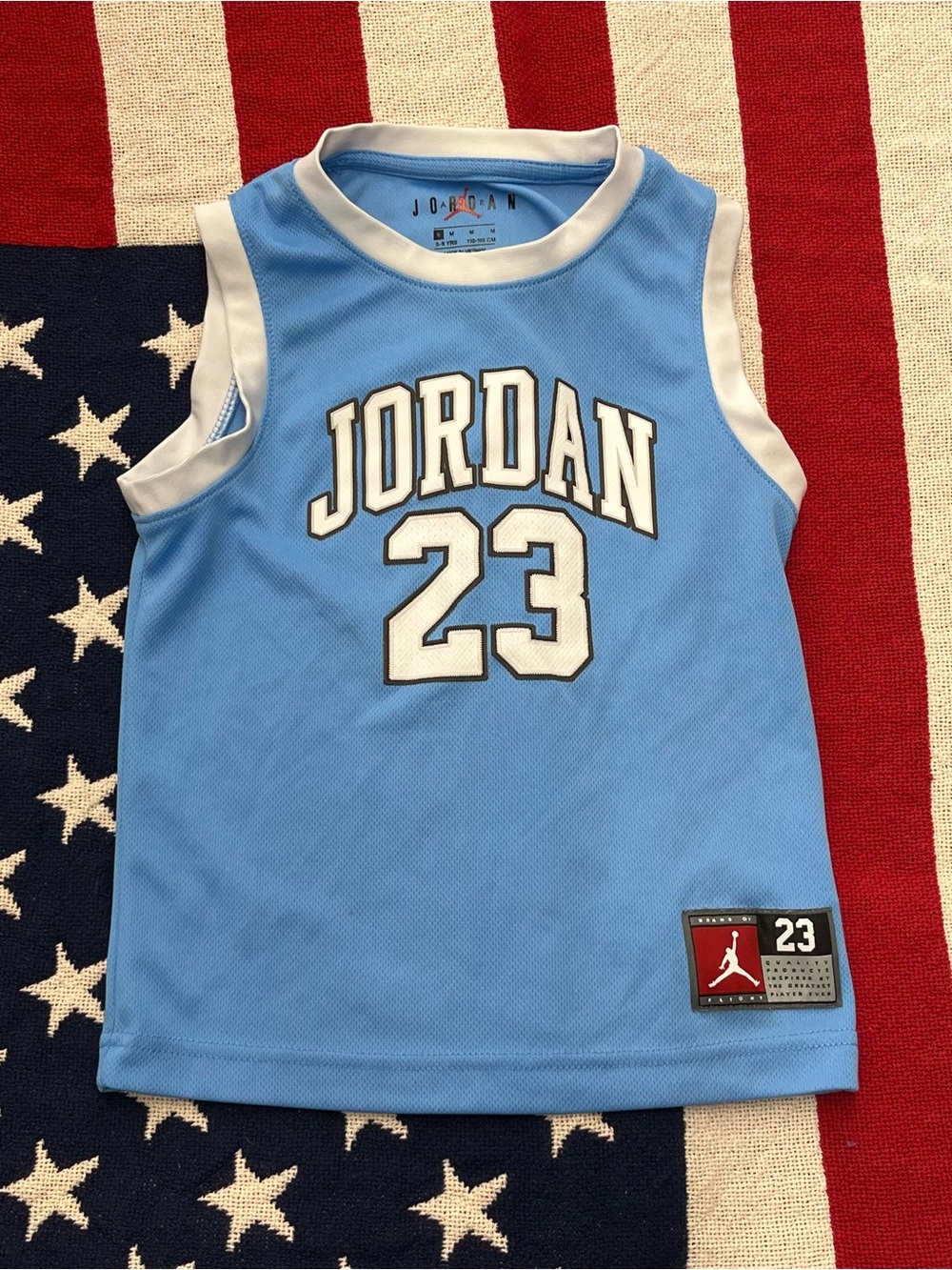 Jordan Kids Sleeveless Basketball Jersey - Light Blue & White 23 Boys Size 6